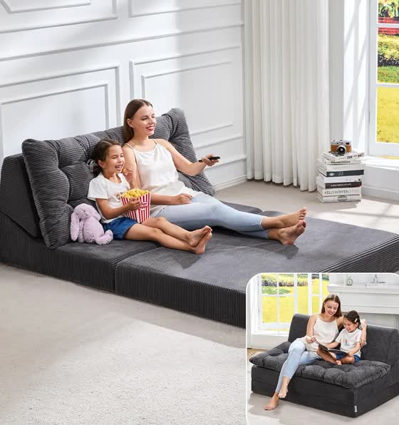 Hobestluk Oversize Corduroy Floor Lounger — Corduroy Grey · Oversize · couch / lounger / bed